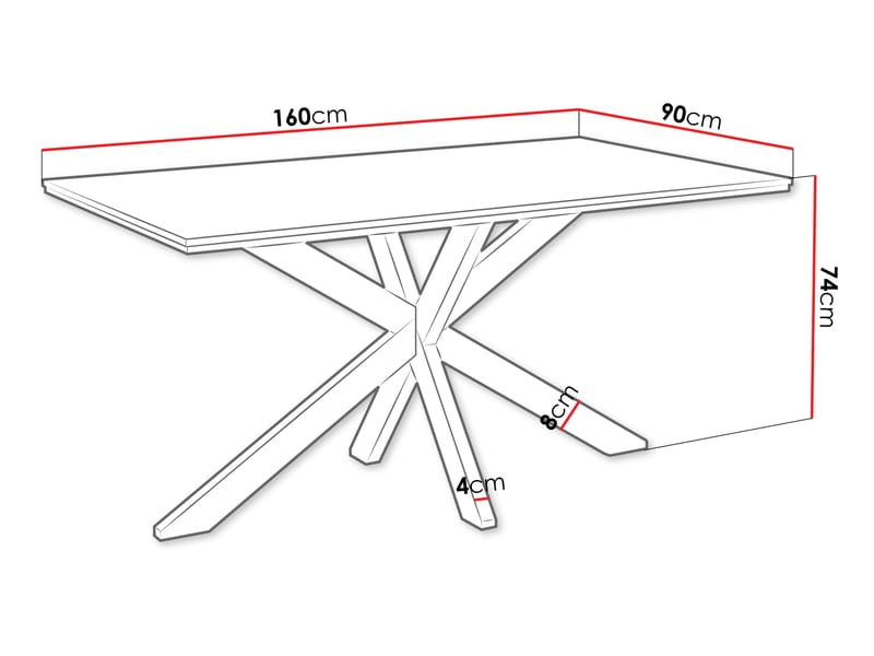 Kovrel Spisebord 160 cm Rektangulær - Svart - Møbler - Bord - Spisebord & kjøkkenbord