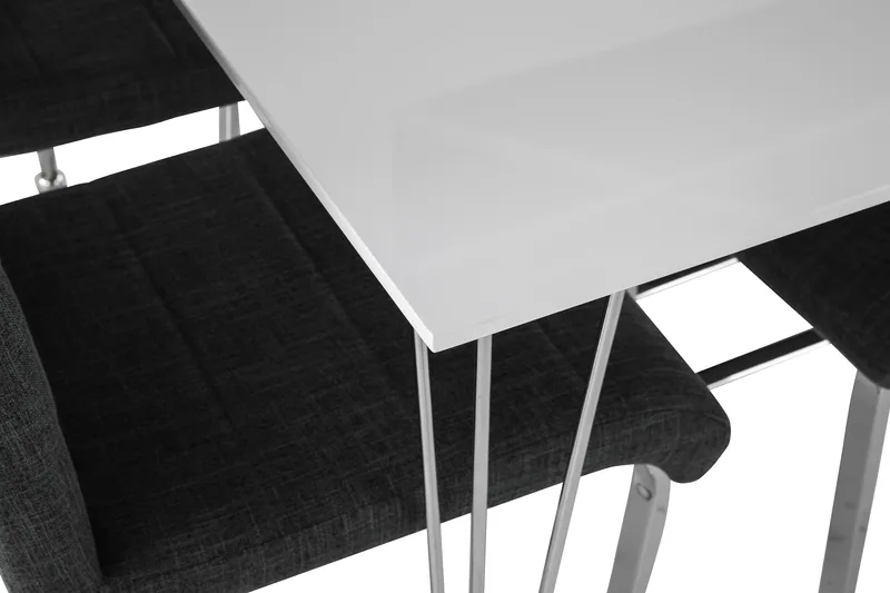 Kronblom Spisegruppe 120 cm med 4 Cibus Stol - Hvit/Krom/Grå - Møbler - Bord - Spisegruppe