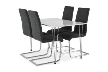 Kronblom Spisegruppe 120 cm med 4 Cibus Stol - Hvit/Krom/Grå - Møbler - Bord - Spisegruppe