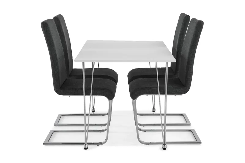 Kronblom Spisegruppe 120 cm med 4 Cibus Stol - Hvit/Krom/Grå - Møbler - Bord - Spisegruppe