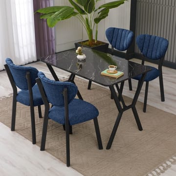 Krylor spisegruppe bord 110 cm + 4 stoler - Marineblå Svart - Møbler - Bord - Spisegruppe