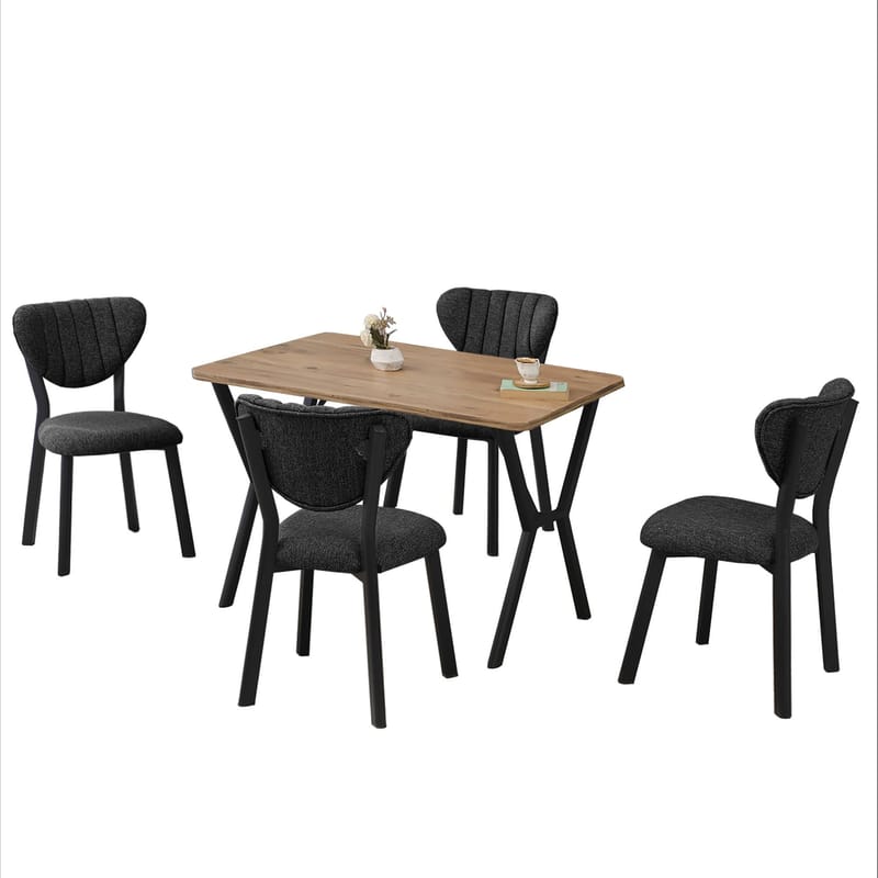 Krylor spisegruppe bord 110 cm + 4 stoler - Antrasitt Valnøtt - Møbler - Bord - Spisegruppe