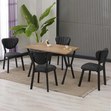 Krylor spisegruppe bord 110 cm + 4 stoler - Antrasitt Valnøtt - Møbler - Bord - Spisegruppe