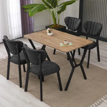 Krylor spisegruppe bord 110 cm + 4 stoler - Antrasitt Valnøtt - Møbler - Bord - Spisegruppe