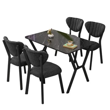 Krylor Spisegruppe Bord 110 cm + 4 Stoler - Antrasitt/Svart - Møbler - Bord - Spisegruppe