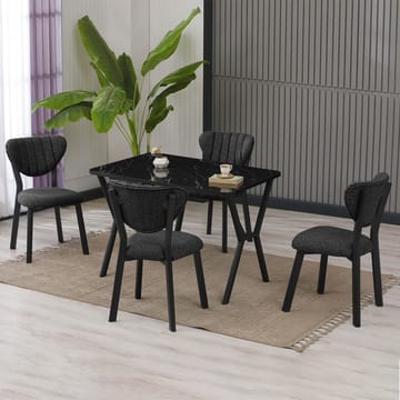Krylor Spisegruppe Bord 110 cm + 4 Stoler - Antrasitt/Svart - Møbler - Bord - Spisegruppe