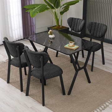 Krylor Spisegruppe Bord 110 cm + 4 Stoler - Antrasitt/Svart - Møbler - Bord - Spisegruppe