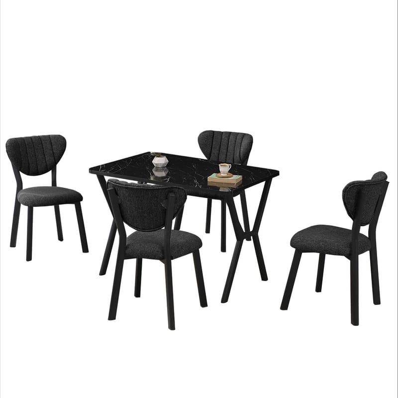 Krylor Spisegruppe Bord 110 cm + 4 Stoler - Antrasitt/Svart - Møbler - Bord - Spisegruppe