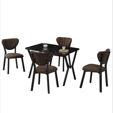 Krylor spisegruppe bord 110 cm + 4 stoler - Brun og Svart - Møbler - Bord - Spisegruppe