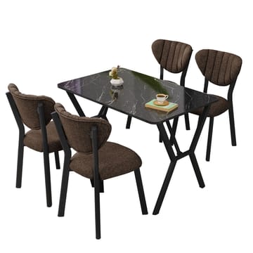 Krylor spisegruppe bord 110 cm + 4 stoler - Brun og Svart - Møbler - Bord - Spisegruppe