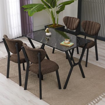 Krylor spisegruppe bord 110 cm + 4 stoler - Brun og Svart - Møbler - Bord - Spisegruppe