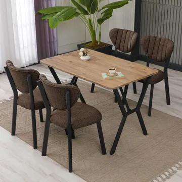 Krylor spisegruppe bord 110 cm + 4 stoler - Brun og Valnøtt - Møbler - Bord - Spisegruppe