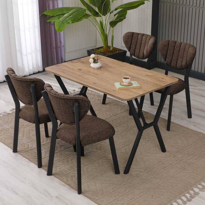 Krylor spisegruppe bord 110 cm + 4 stoler - Brun og Valnøtt - Møbler - Bord - Spisegruppe
