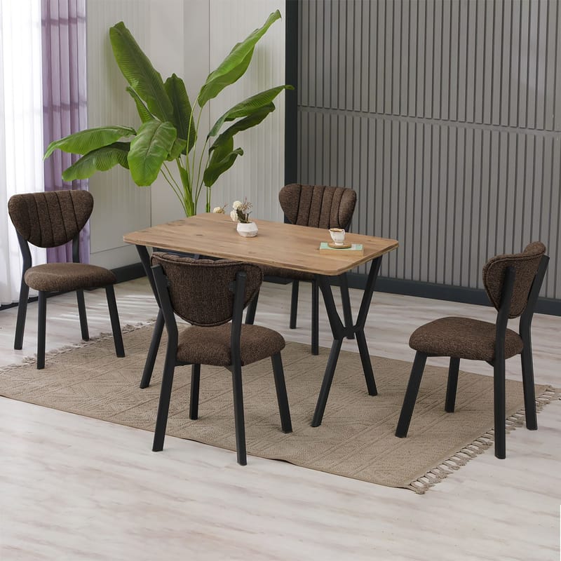 Krylor spisegruppe bord 110 cm + 4 stoler - Brun og Valnøtt - Møbler - Bord - Spisegruppe