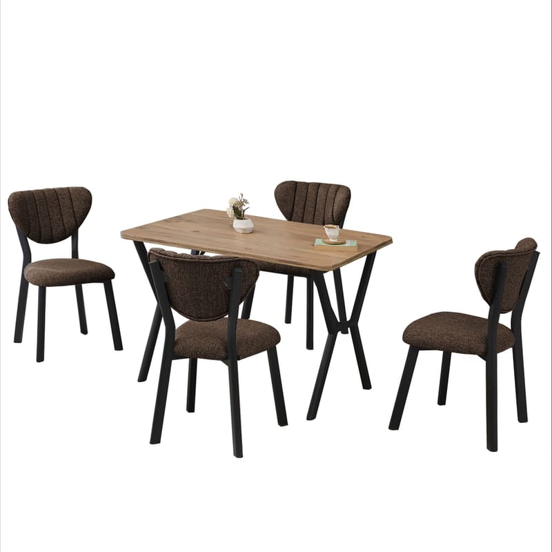 Krylor spisegruppe bord 110 cm + 4 stoler - Brun og Valnøtt - Møbler - Bord - Spisegruppe