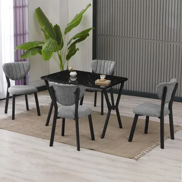Krylor Spisegruppe Bord 110 cm + 4 Stoler - Grå Og Svart - Møbler - Bord - Spisegruppe