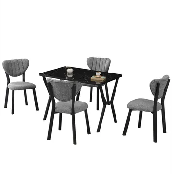 Krylor Spisegruppe Bord 110 cm + 4 Stoler - Grå Og Svart - Møbler - Bord - Spisegruppe