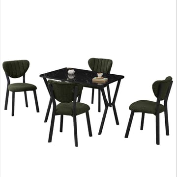 Krylor spisegruppe bord 110 cm + 4 stoler - Grønn og Svart - Møbler - Bord - Spisegruppe
