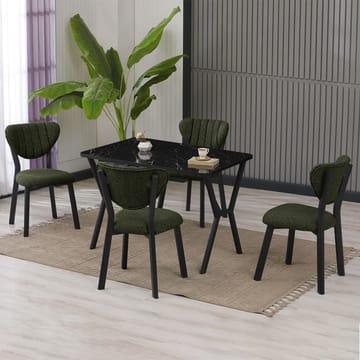 Krylor spisegruppe bord 110 cm + 4 stoler - Grønn og Svart - Møbler - Bord - Spisegruppe