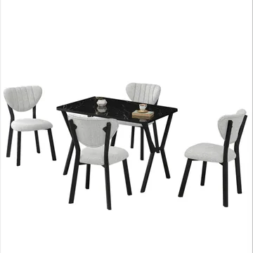 Krylor spisegruppe bord 110 cm + 4 stoler - Krem og Svart - Møbler - Bord - Spisegruppe