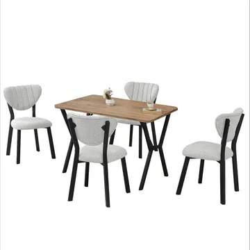 Krylor spisegruppe bord 110 cm + 4 stoler - Krem og Valnøtt - Møbler - Bord - Spisegruppe