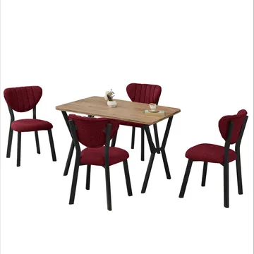 Krylor spisegruppe bord 110 cm + 4 stoler - Vinrød og Valnøtt - Møbler - Bord - Spisegruppe