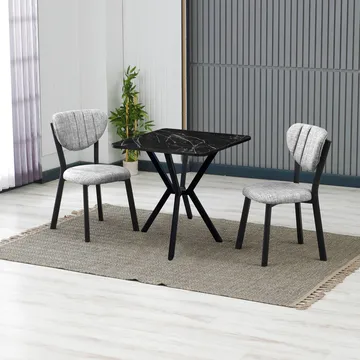 Krylor spisegruppe bord 70 cm + 2 stoler - Grå Svart - Møbler - Bord - Spisegruppe