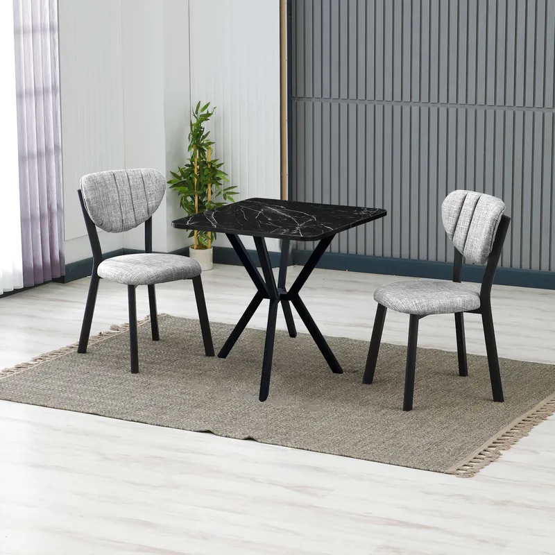 Krylor spisegruppe bord 70 cm + 2 stoler - Grå Svart - Møbler - Bord - Spisegruppe
