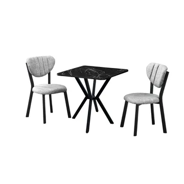 Krylor spisegruppe bord 70 cm + 2 stoler - Grå Svart - Møbler - Bord - Spisegruppe