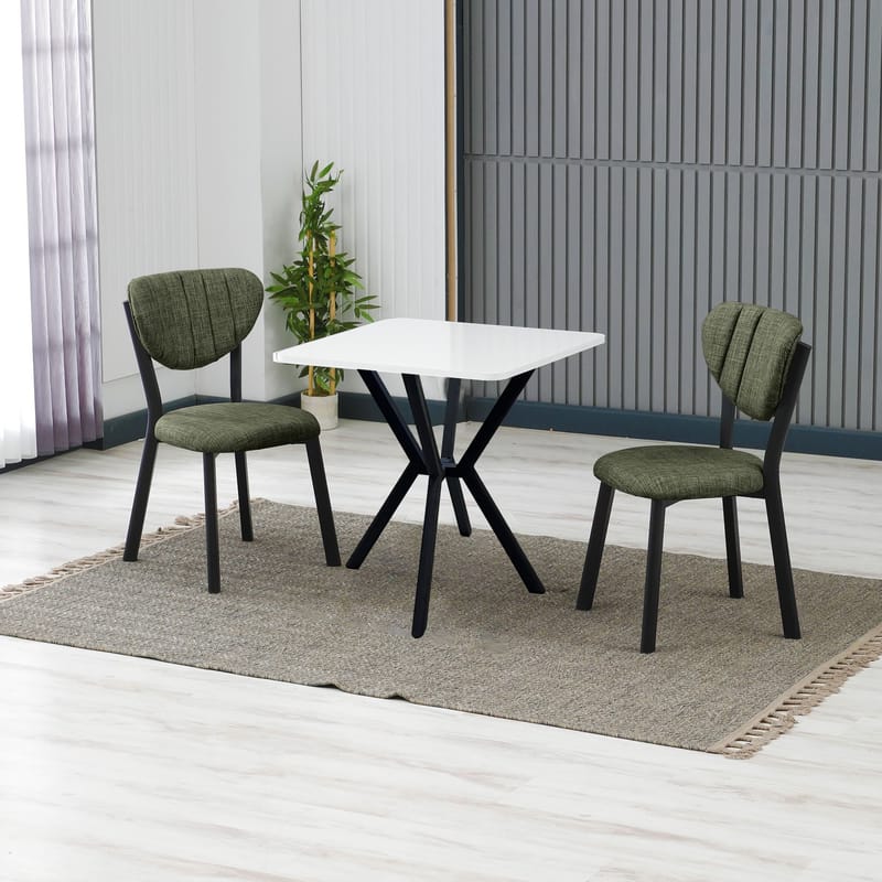 Krylor spisegruppe bord 70 cm + 2 stoler - Grønn Hvit - Møbler - Bord - Spisegruppe