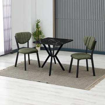 Krylor spisegruppe bord 70 cm + 2 stoler - Grønn Svart - Møbler - Bord - Spisegruppe