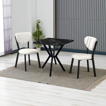 Krylor spisegruppe bord 70 cm + 2 stoler - Krem Svart - Møbler - Bord - Spisegruppe