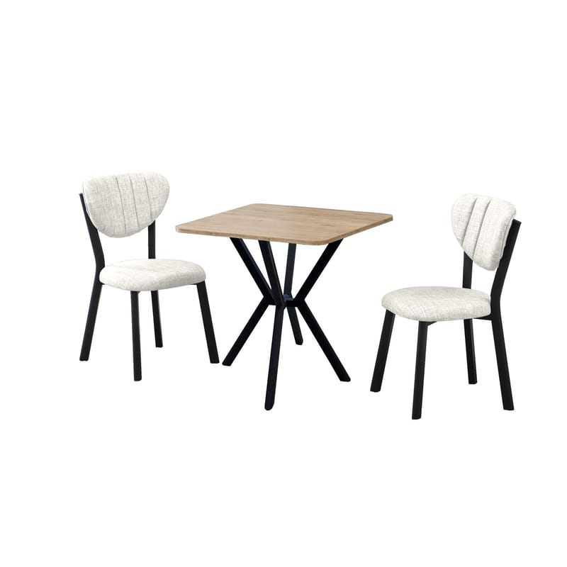 Krylor spisegruppe bord 70 cm + 2 stoler, Krem Valnøtt