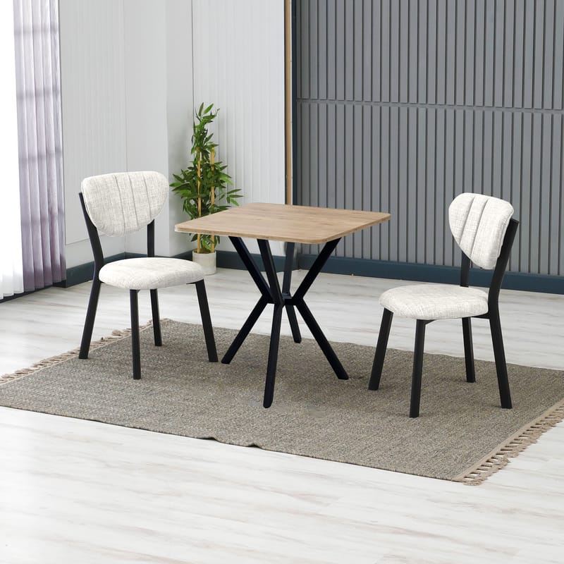 Krylor spisegruppe bord 70 cm + 2 stoler - Krem Valnøtt - Møbler - Bord - Spisegruppe