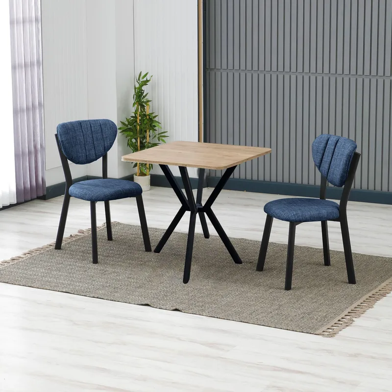 Krylor spisegruppe bord 70 cm + 2 stoler - Marineblå Valnøtt - Møbler - Bord - Spisegruppe