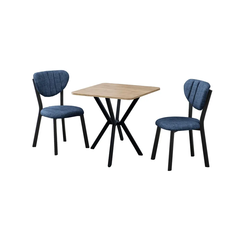 Krylor spisegruppe bord 70 cm + 2 stoler, Marineblå Valnøtt