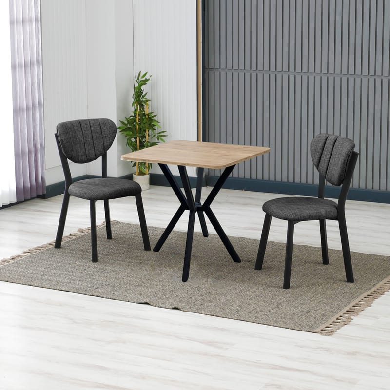 Krylor spisegruppe bord 70 cm + 2 stoler - Antrasitt/Valnøtt - Møbler - Bord - Spisegruppe