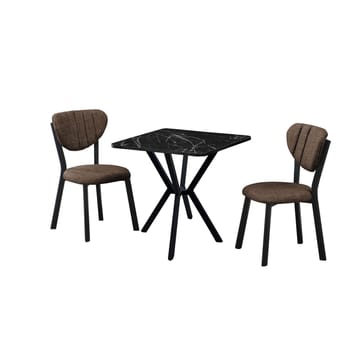 Krylor spisegruppe bord 70 cm + 2 stoler - Brun Svart - Møbler - Bord - Spisegruppe