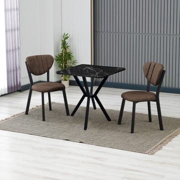 Krylor spisegruppe bord 70 cm + 2 stoler - Brun Svart - Møbler - Bord - Spisegruppe