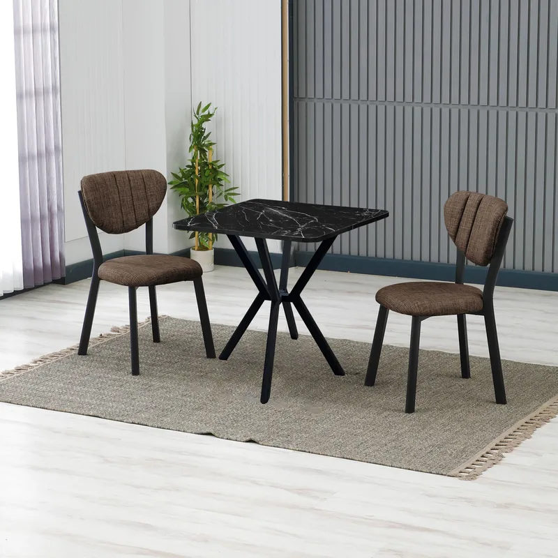 Krylor spisegruppe bord 70 cm + 2 stoler - Brun Svart - Møbler - Bord - Spisegruppe