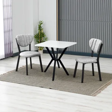 Krylor spisegruppe bord 70 cm + 2 stoler - Grå Hvit - Møbler - Bord - Spisegruppe
