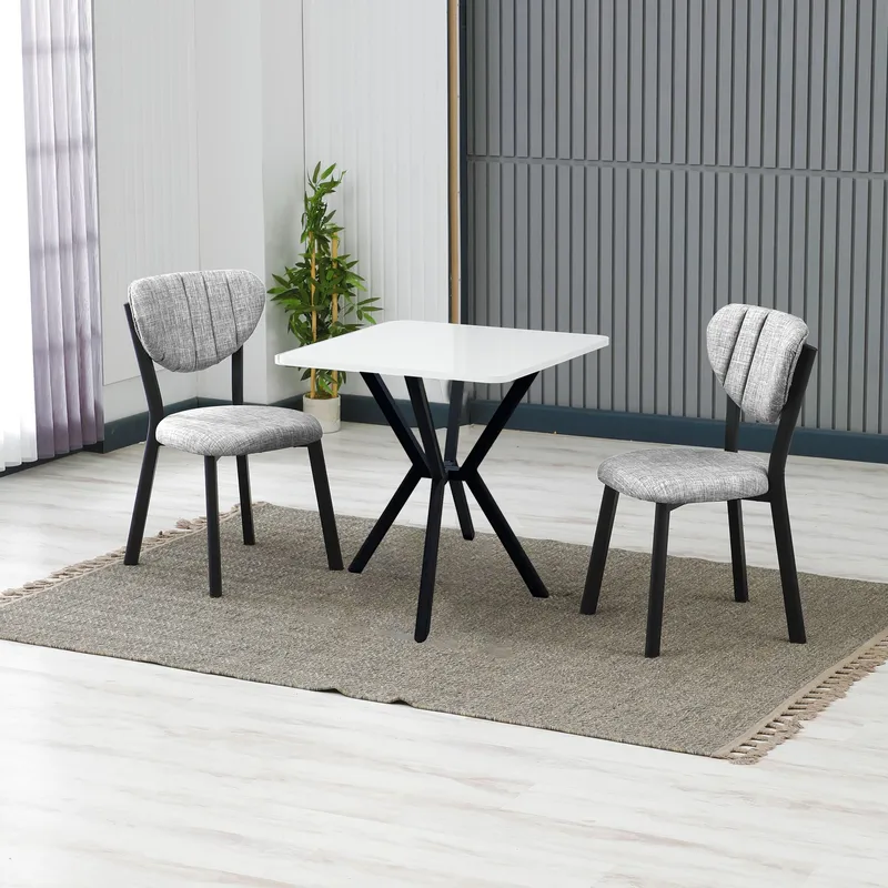 Krylor spisegruppe bord 70 cm + 2 stoler - Grå Hvit - Møbler - Bord - Spisegruppe