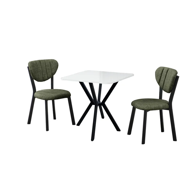 Krylor spisegruppe bord 70 cm + 2 stoler, Grønn Hvit