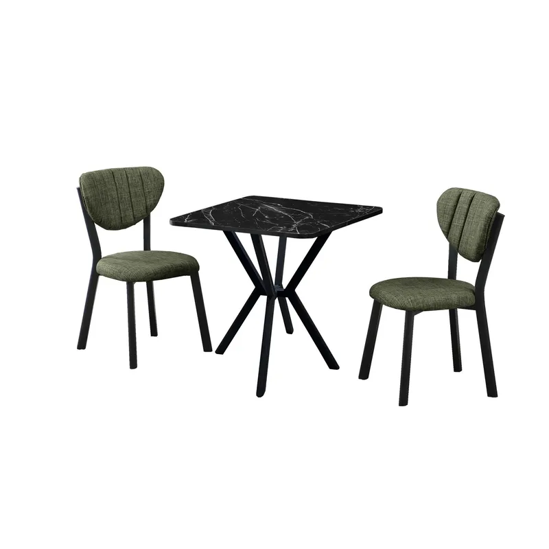 Krylor spisegruppe bord 70 cm + 2 stoler, Grønn Svart