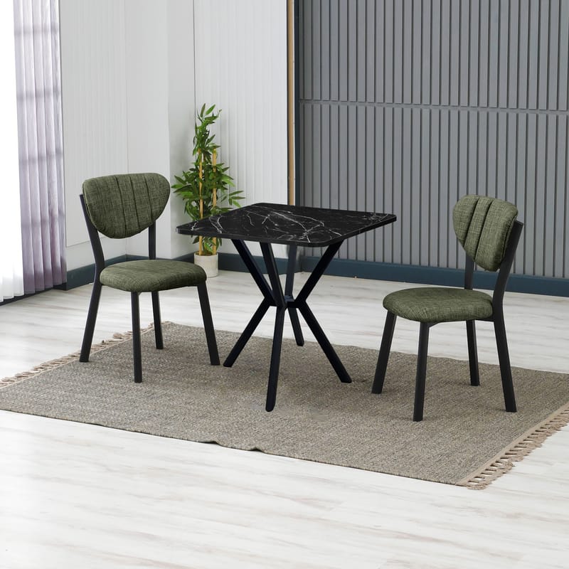 Krylor spisegruppe bord 70 cm + 2 stoler - Grønn Svart - Møbler - Bord - Spisegruppe