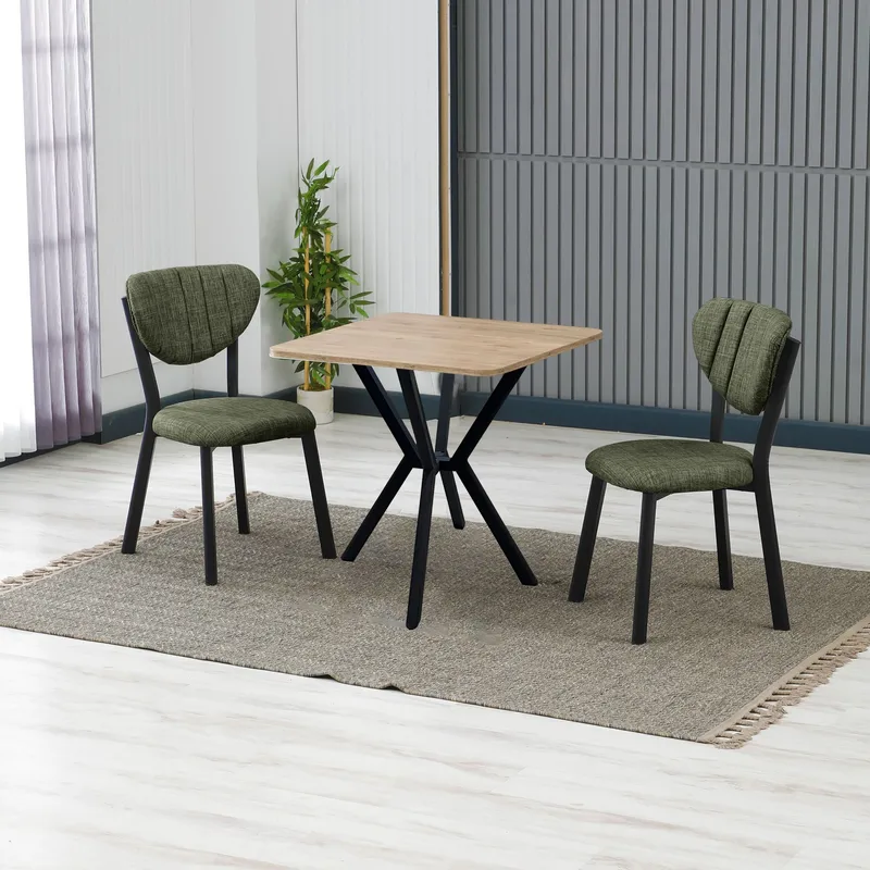Krylor spisegruppe bord 70 cm + 2 stoler - Grønn Valnøtt - Møbler - Bord - Spisegruppe