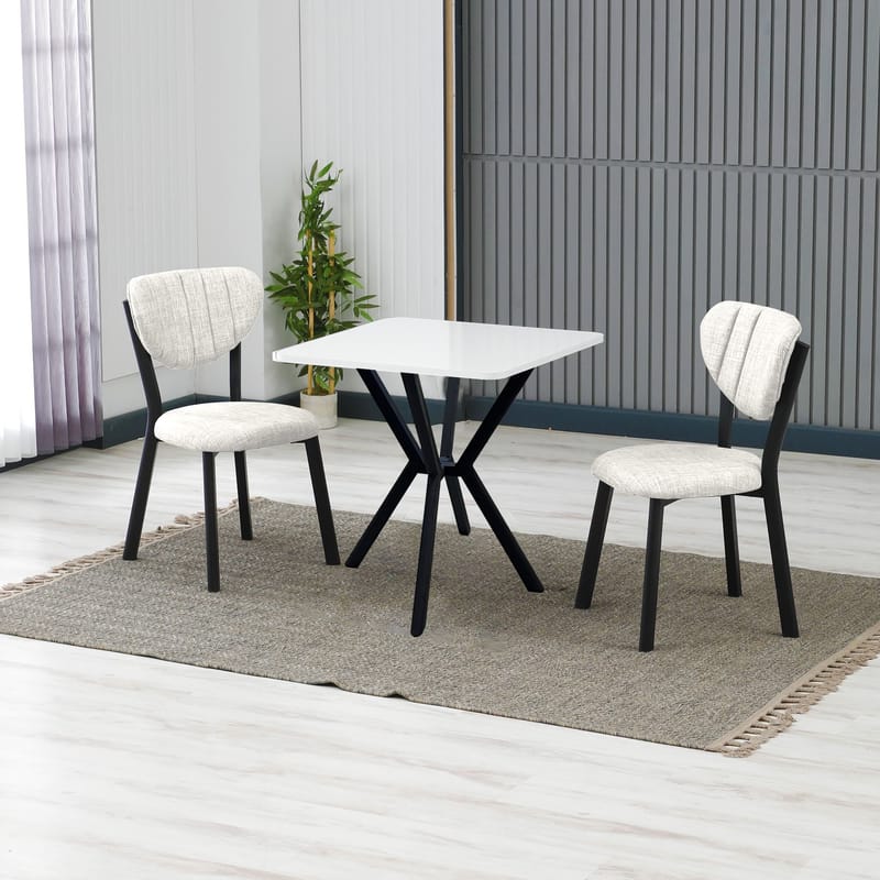 Krylor spisegruppe bord 70 cm + 2 stoler - Krem Hvit - Møbler - Bord - Spisegruppe