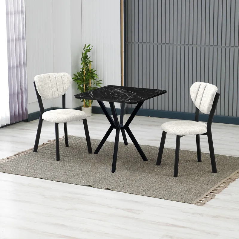 Krylor spisegruppe bord 70 cm + 2 stoler - Krem Svart - Møbler - Bord - Spisegruppe