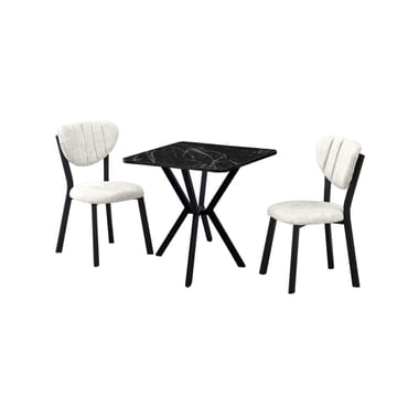 Krylor spisegruppe bord 70 cm + 2 stoler - Krem Svart - Møbler - Bord - Spisegruppe