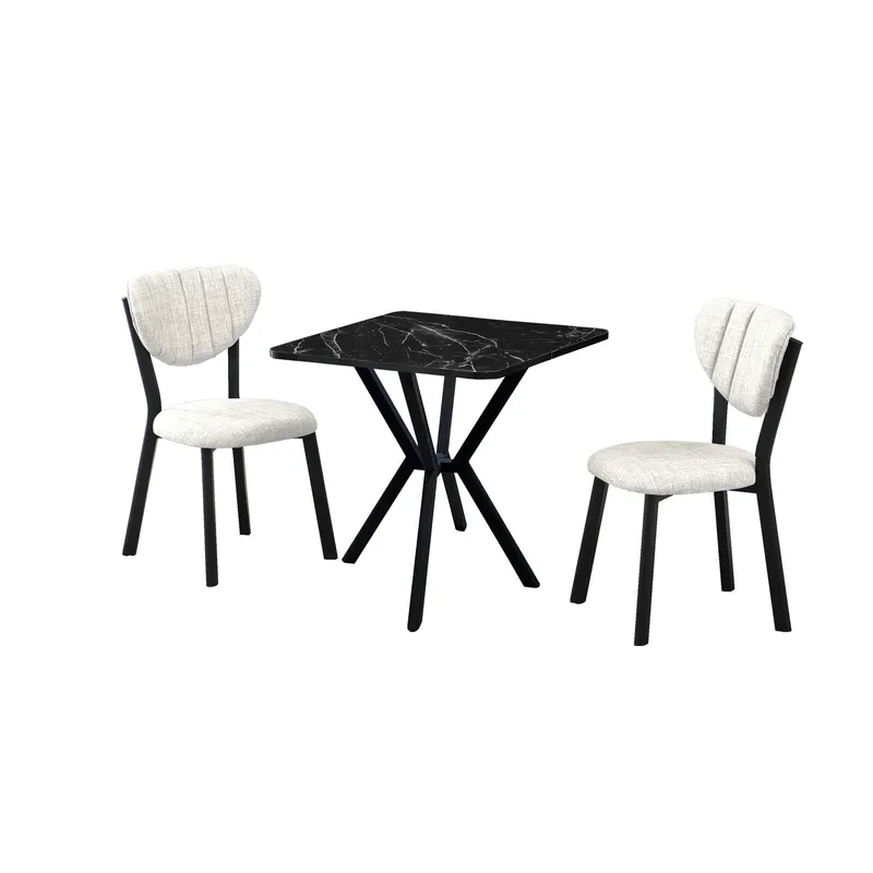 Krylor spisegruppe bord 70 cm + 2 stoler, Krem Svart
